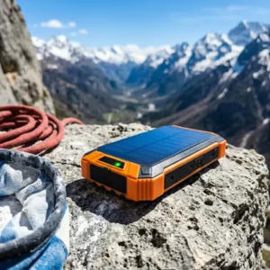 Napelemes power bank vezeték nélküli töltővel beépített kábelekkel 20000 mAh